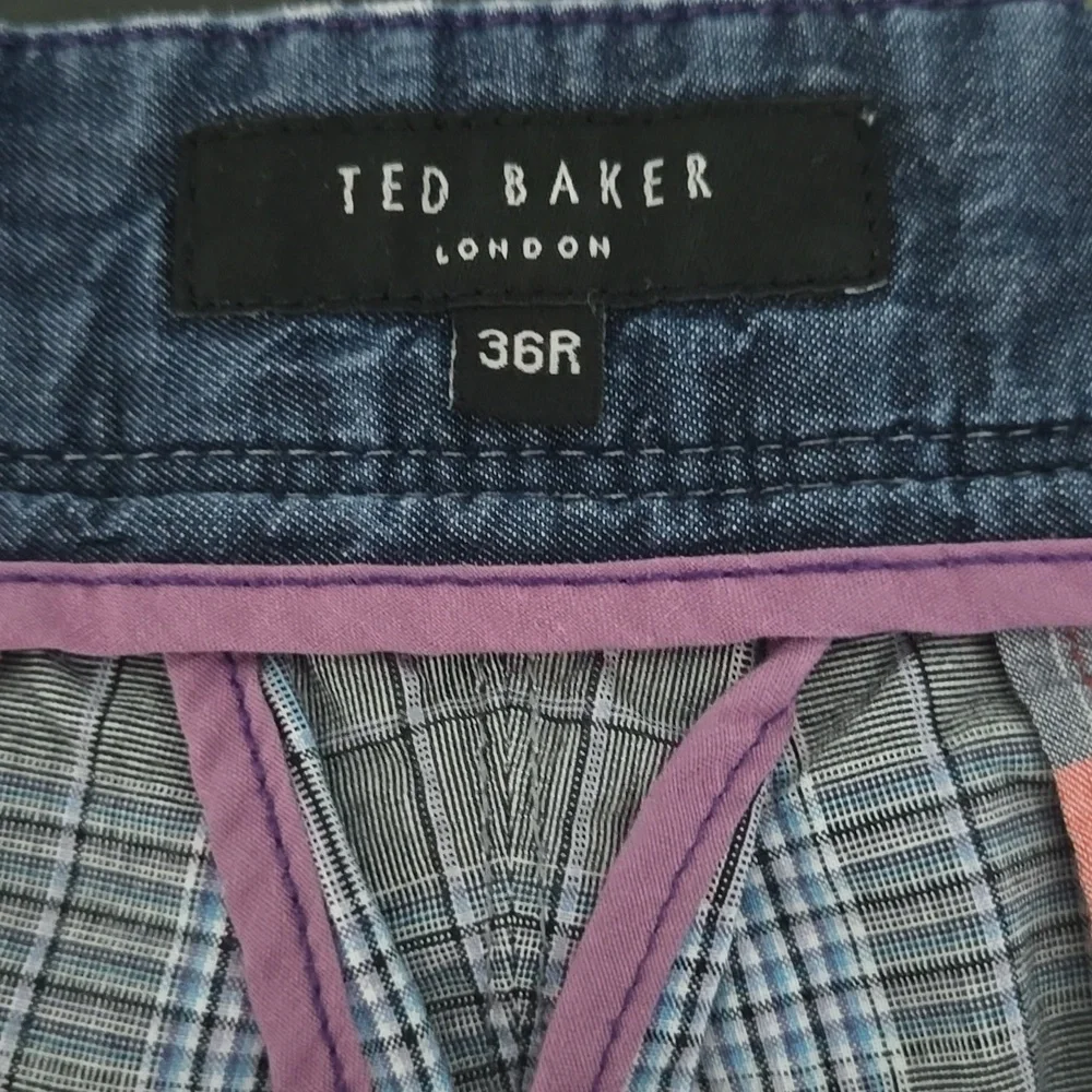 TED BAKER LONDON Mens Plaid Bermuda Shorts Blue Gray Plaid 36R
